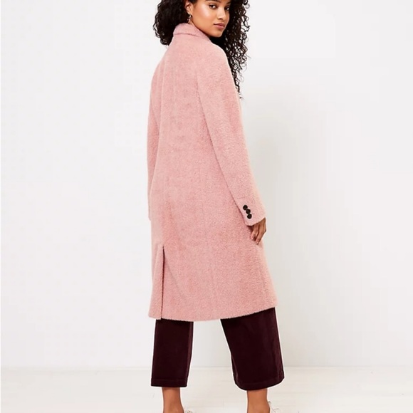 LOFT Cozy Herringbone Coat Pastel Pink Size XXS - Picture 2 of 4